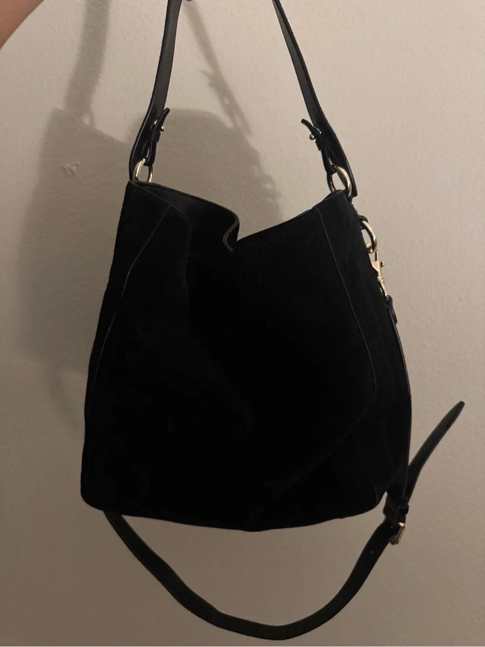 Rebecca Minkoff M.A.B. Hobo Black Suede Leather Convertible Shoulder Crossbody